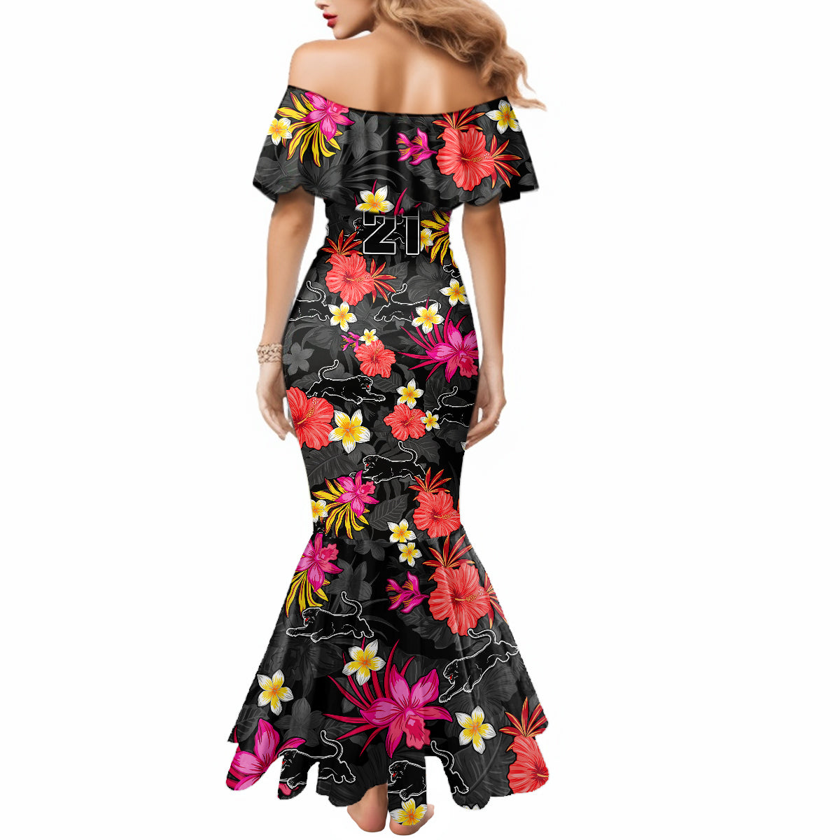 custom-panthers-rugby-mermaid-dress-beautiful-floral-pattern-spring-summer-vibe