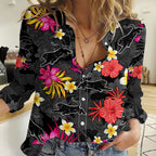 Custom Panthers Rugby Women Casual Shirt Beautiful Floral Pattern Spring Summer Vibe LT9