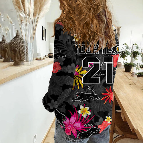 Custom Panthers Rugby Women Casual Shirt Beautiful Floral Pattern Spring Summer Vibe LT9
