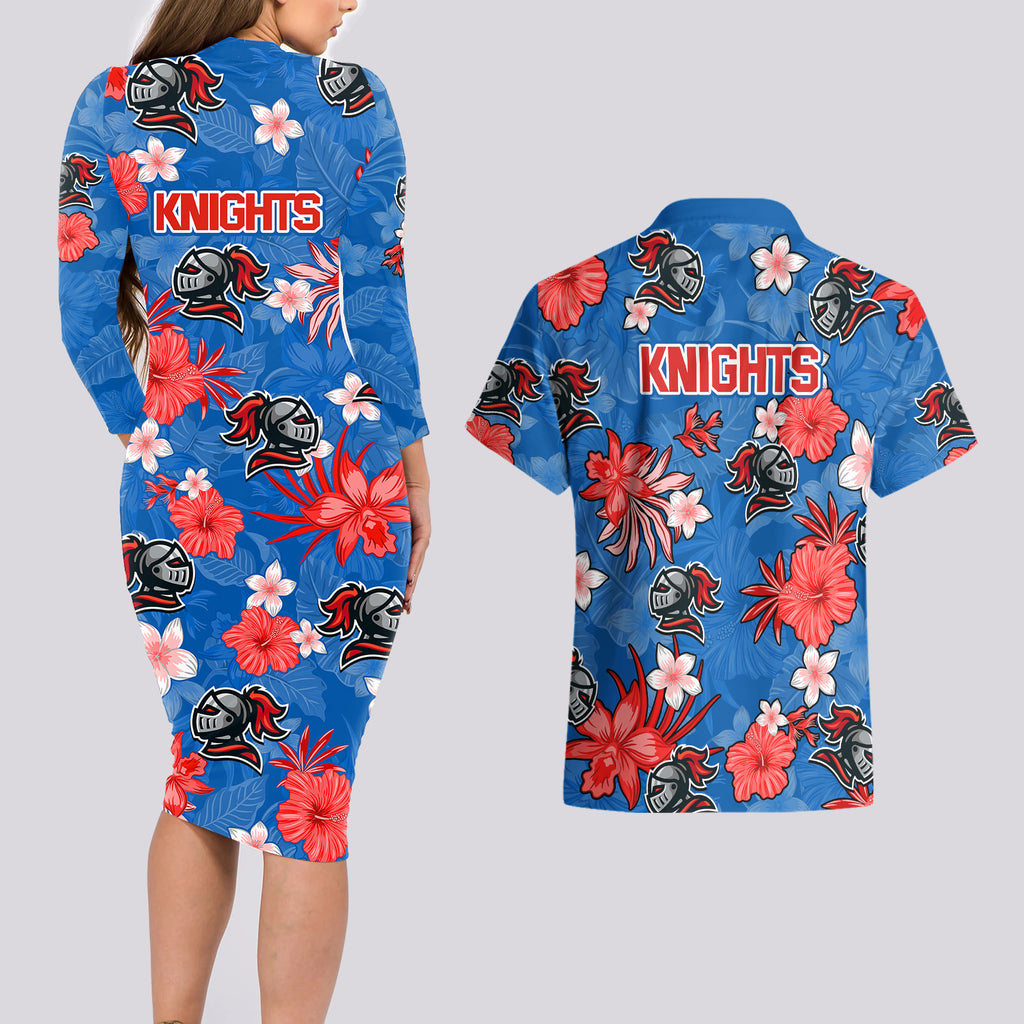 knights-rugby-couples-matching-long-sleeve-bodycon-dress-and-hawaiian-shirt-beautiful-floral-pattern-spring-summer-vibe