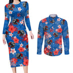 knights-rugby-couples-matching-long-sleeve-bodycon-dress-and-long-sleeve-button-shirts-beautiful-floral-pattern-spring-summer-vibe