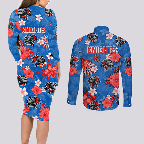 knights-rugby-couples-matching-long-sleeve-bodycon-dress-and-long-sleeve-button-shirts-beautiful-floral-pattern-spring-summer-vibe