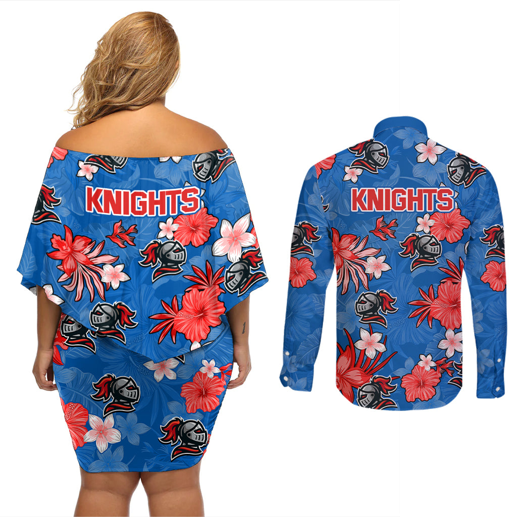 knights-rugby-couples-matching-off-shoulder-short-dress-and-long-sleeve-button-shirts-beautiful-floral-pattern-spring-summer-vibe