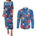 knights-rugby-couples-matching-puletasi-dress-and-long-sleeve-button-shirts-beautiful-floral-pattern-spring-summer-vibe