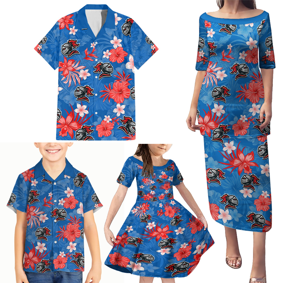 knights-rugby-family-matching-puletasi-dress-and-hawaiian-shirt-beautiful-floral-pattern-spring-summer-vibe