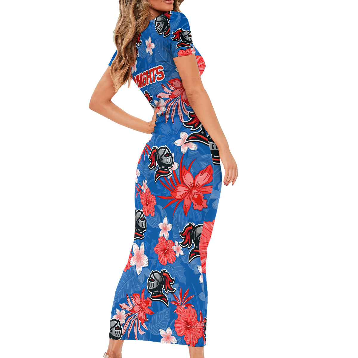 knights-rugby-family-matching-short-sleeve-bodycon-dress-and-hawaiian-shirt-beautiful-floral-pattern-spring-summer-vibe