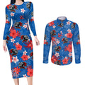 custom-knights-rugby-couples-matching-long-sleeve-bodycon-dress-and-long-sleeve-button-shirts-beautiful-floral-pattern-spring-summer-vibe