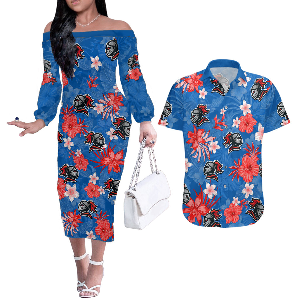 custom-knights-rugby-couples-matching-off-the-shoulder-long-sleeve-dress-and-hawaiian-shirt-beautiful-floral-pattern-spring-summer-vibe