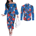 custom-knights-rugby-couples-matching-off-the-shoulder-long-sleeve-dress-and-long-sleeve-button-shirts-beautiful-floral-pattern-spring-summer-vibe