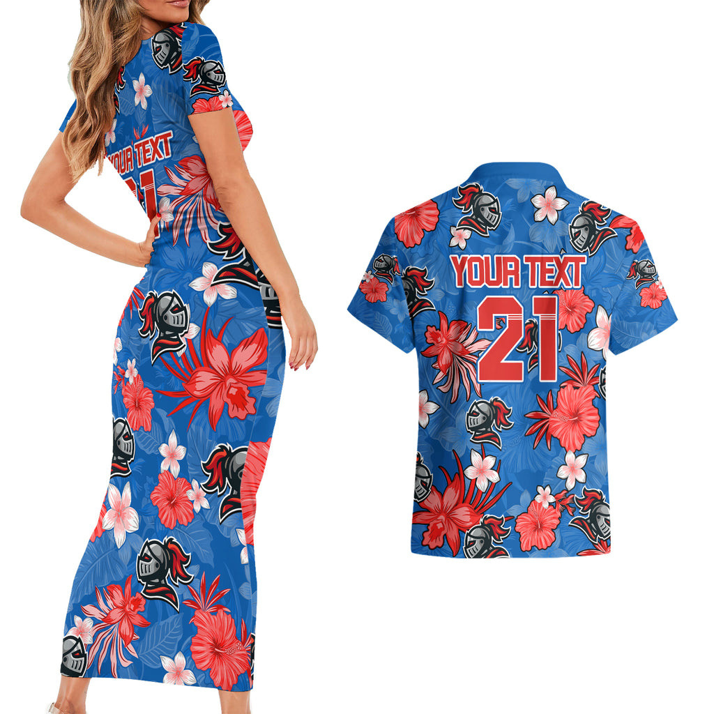 custom-knights-rugby-couples-matching-short-sleeve-bodycon-dress-and-hawaiian-shirt-beautiful-floral-pattern-spring-summer-vibe
