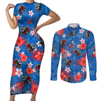 custom-knights-rugby-couples-matching-short-sleeve-bodycon-dress-and-long-sleeve-button-shirts-beautiful-floral-pattern-spring-summer-vibe