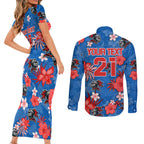 custom-knights-rugby-couples-matching-short-sleeve-bodycon-dress-and-long-sleeve-button-shirts-beautiful-floral-pattern-spring-summer-vibe
