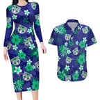 warriors-rugby-couples-matching-long-sleeve-bodycon-dress-and-hawaiian-shirt-beautiful-floral-pattern-spring-summer-vibe