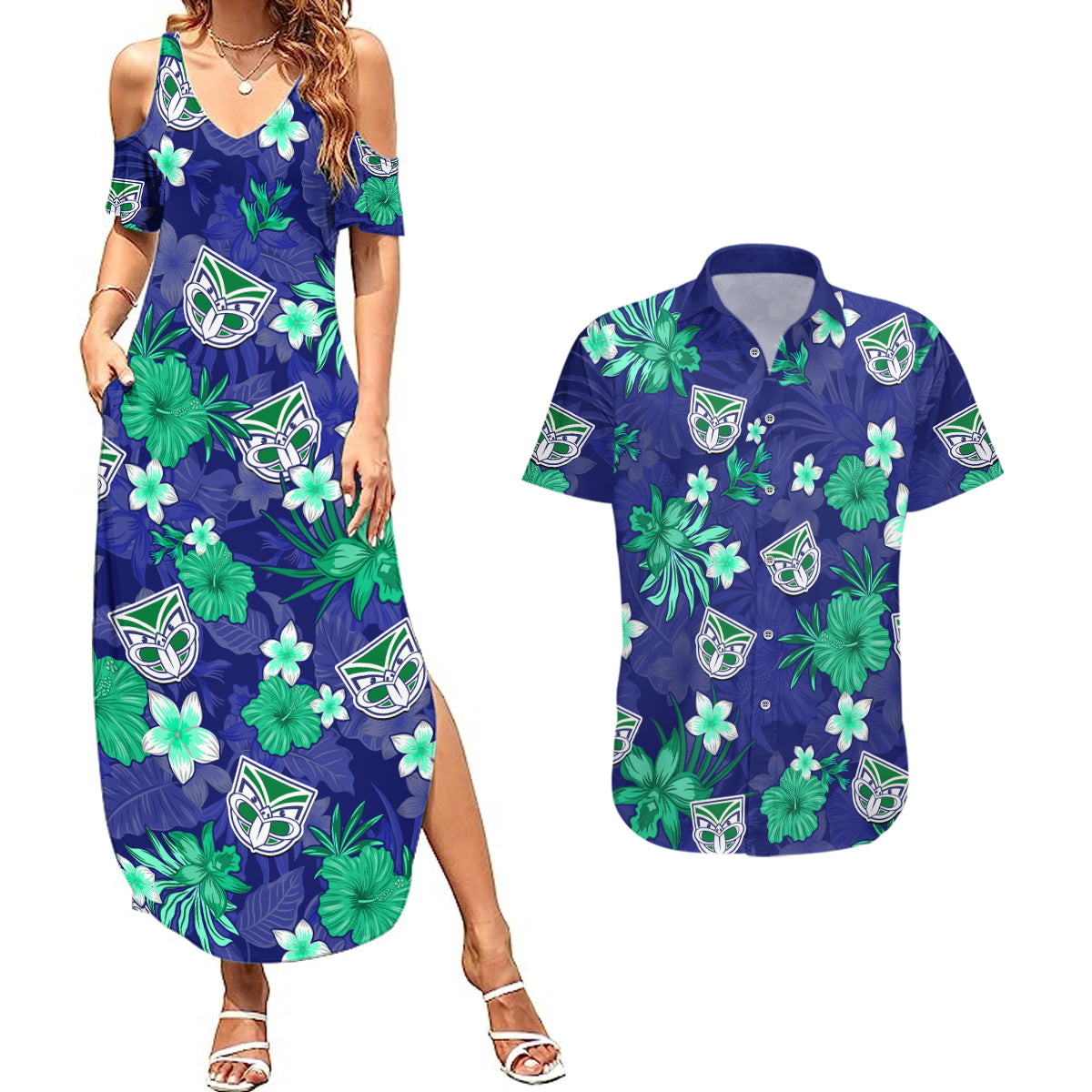 warriors-rugby-couples-matching-summer-maxi-dress-and-hawaiian-shirt-beautiful-floral-pattern-spring-summer-vibe