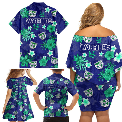 warriors-rugby-family-matching-off-shoulder-short-dress-and-hawaiian-shirt-beautiful-floral-pattern-spring-summer-vibe