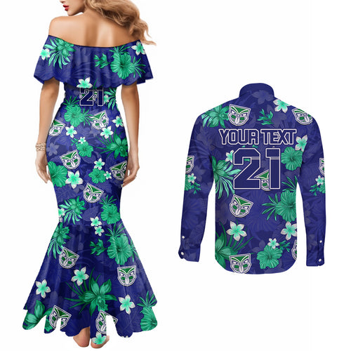 custom-warriors-rugby-couples-matching-mermaid-dress-and-long-sleeve-button-shirts-beautiful-floral-pattern-spring-summer-vibe