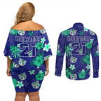 custom-warriors-rugby-couples-matching-off-shoulder-short-dress-and-long-sleeve-button-shirts-beautiful-floral-pattern-spring-summer-vibe