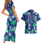 custom-warriors-rugby-couples-matching-short-sleeve-bodycon-dress-and-hawaiian-shirt-beautiful-floral-pattern-spring-summer-vibe
