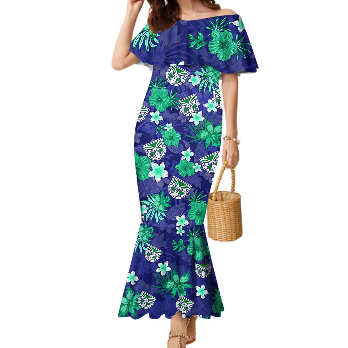 custom-warriors-rugby-mermaid-dress-beautiful-floral-pattern-spring-summer-vibe