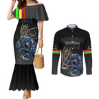 panthers-premier-2023-couples-matching-mermaid-dress-and-long-sleeve-button-shirts-mascot-with-nrl-trophy-black-version