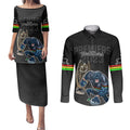 panthers-premier-2023-couples-matching-puletasi-dress-and-long-sleeve-button-shirts-mascot-with-nrl-trophy-black-version