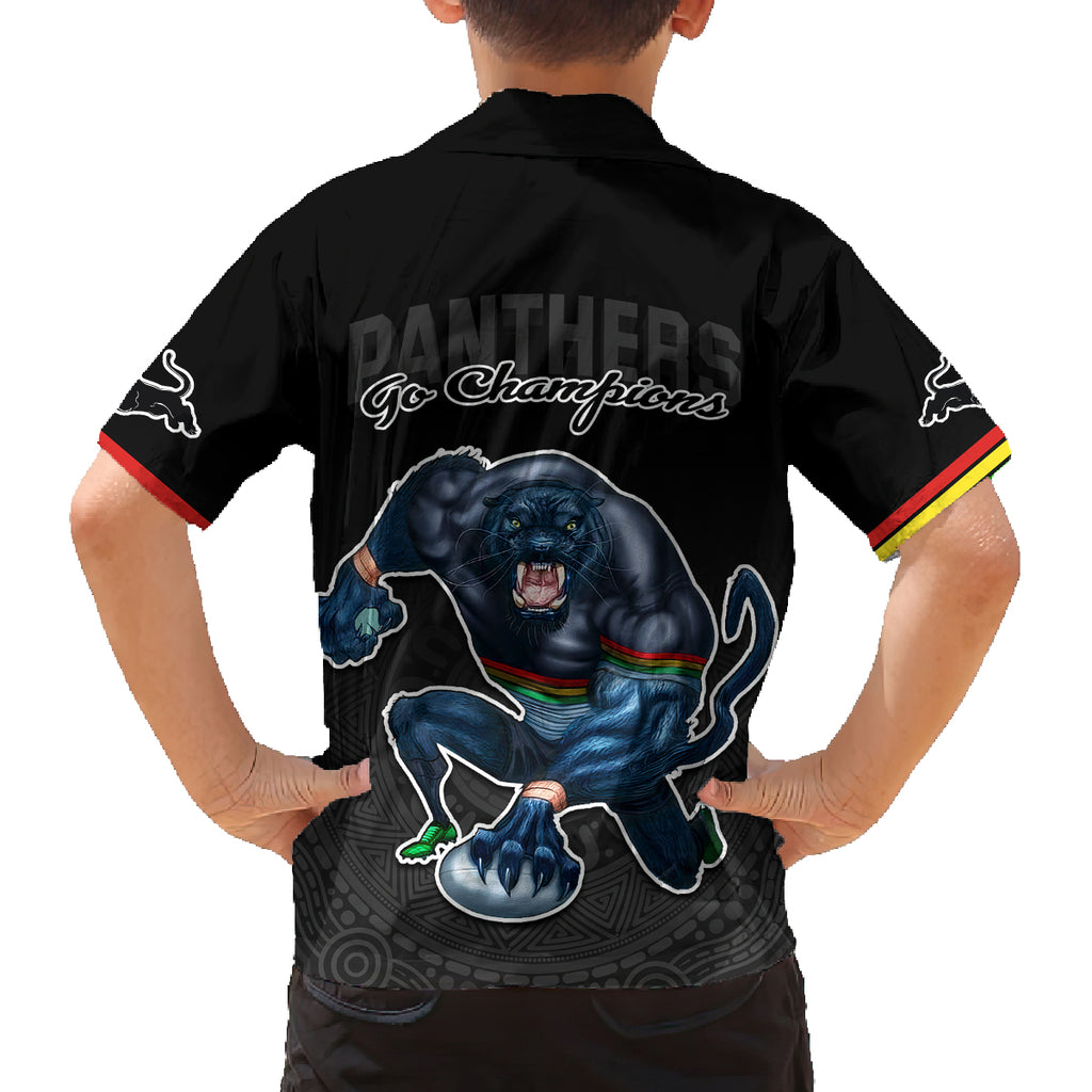 panthers-premier-2023-family-matching-off-shoulder-long-sleeve-dress-and-hawaiian-shirt-mascot-with-nrl-trophy-black-version