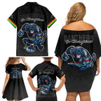panthers-premier-2023-family-matching-off-shoulder-short-dress-and-hawaiian-shirt-mascot-with-nrl-trophy-black-version