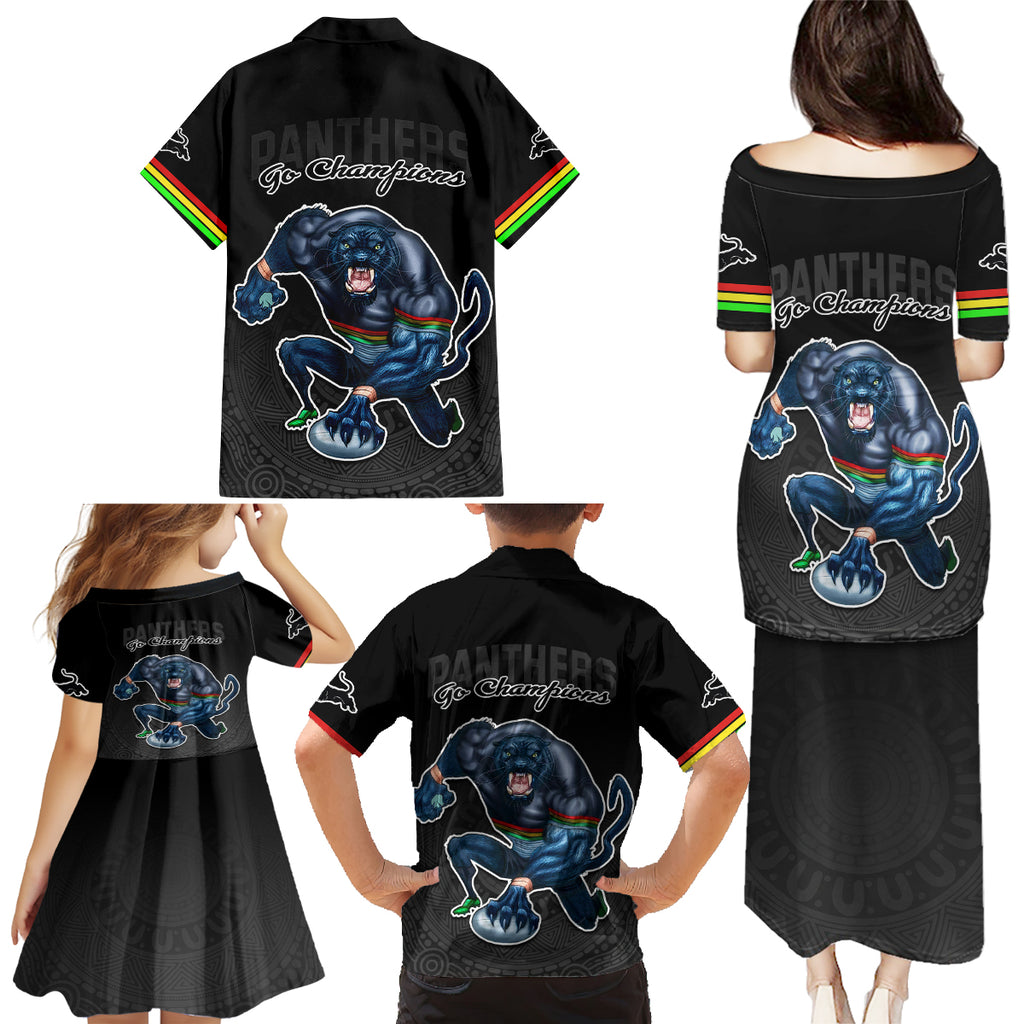 panthers-premier-2023-family-matching-puletasi-dress-and-hawaiian-shirt-mascot-with-nrl-trophy-black-version