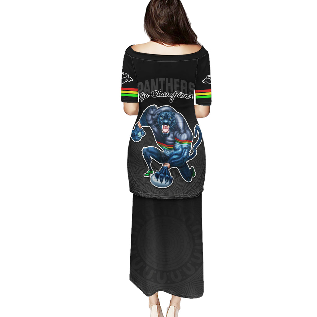 panthers-premier-2023-family-matching-puletasi-dress-and-hawaiian-shirt-mascot-with-nrl-trophy-black-version