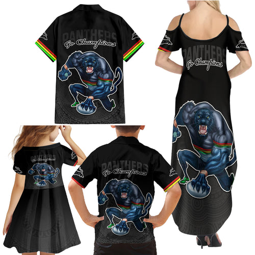 panthers-premier-2023-family-matching-summer-maxi-dress-and-hawaiian-shirt-mascot-with-nrl-trophy-black-version