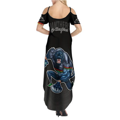 panthers-premier-2023-family-matching-summer-maxi-dress-and-hawaiian-shirt-mascot-with-nrl-trophy-black-version