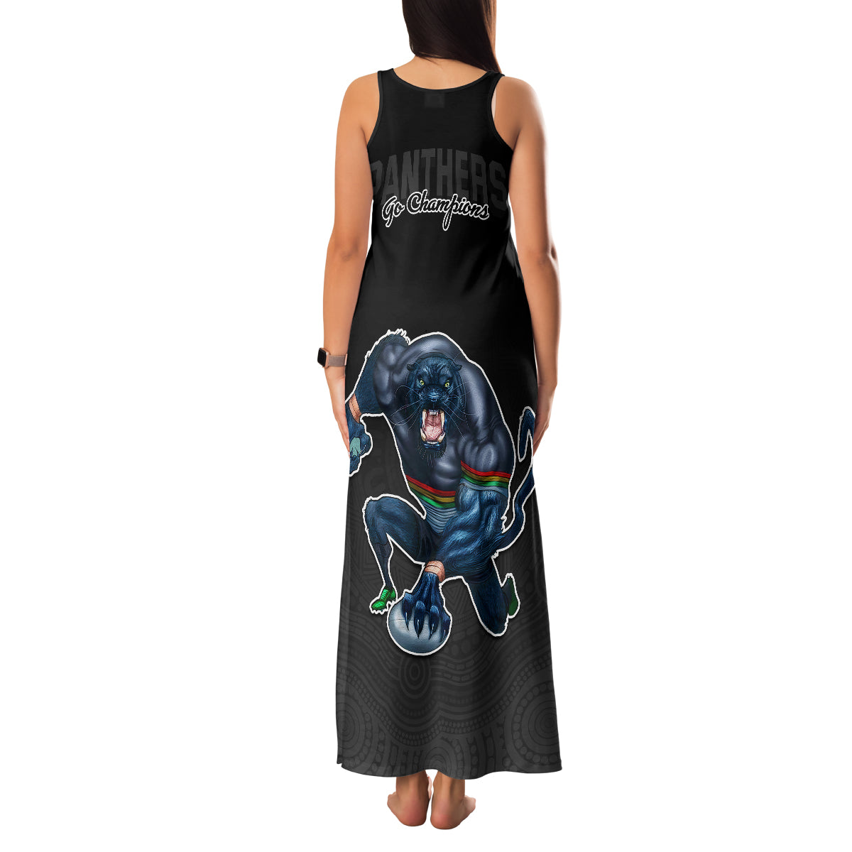 panthers-premier-2023-family-matching-tank-maxi-dress-and-hawaiian-shirt-mascot-with-nrl-trophy-black-version