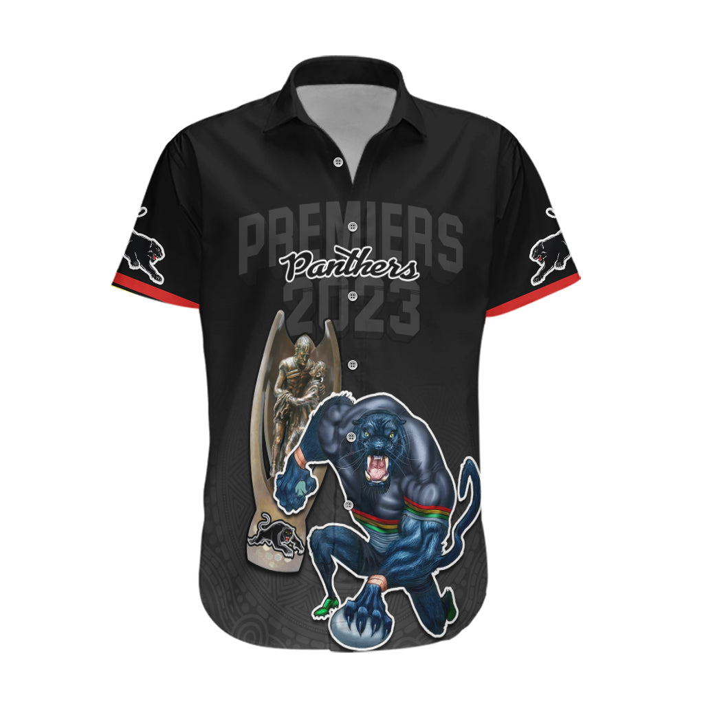 panthers-premier-2023-hawaiian-shirt-mascot-with-nrl-trophy-black-version