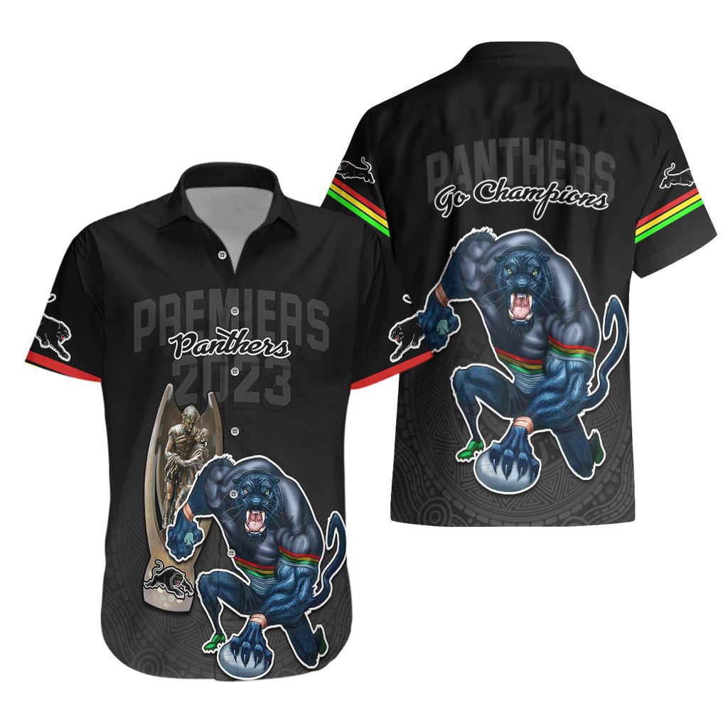 panthers-premier-2023-hawaiian-shirt-mascot-with-nrl-trophy-black-version