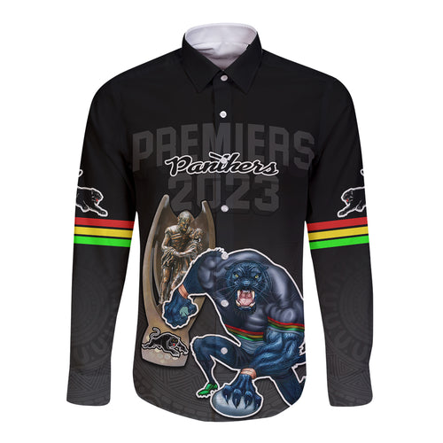 panthers-premier-2023-long-sleeve-button-shirt-mascot-with-nrl-trophy-black-version