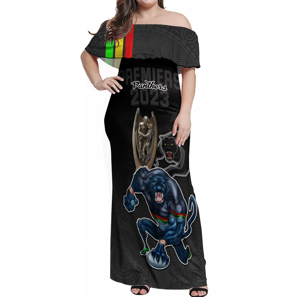 panthers-premier-2023-off-shoulder-maxi-dress-mascot-with-nrl-trophy-black-version