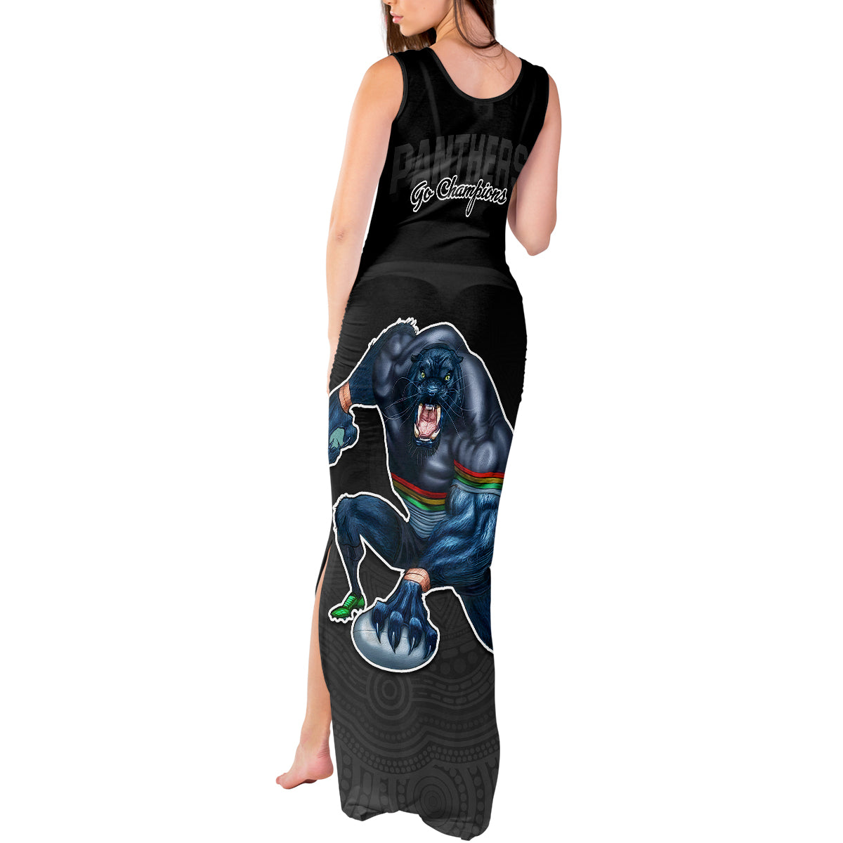 panthers-premier-2023-tank-maxi-dress-mascot-with-nrl-trophy-black-version