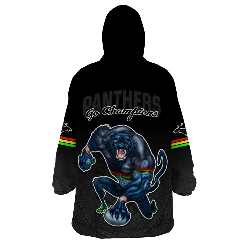 panthers-premier-2023-wearable-blanket-hoodie-mascot-with-nrl-trophy-black-version