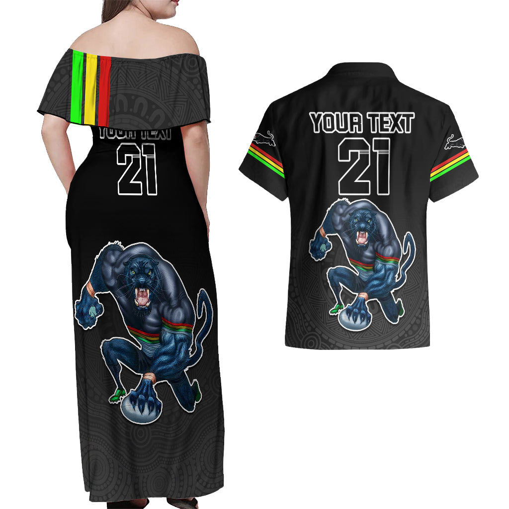 custom-panthers-premier-2023-couples-matching-off-shoulder-maxi-dress-and-hawaiian-shirt-mascot-with-nrl-trophy-black-version
