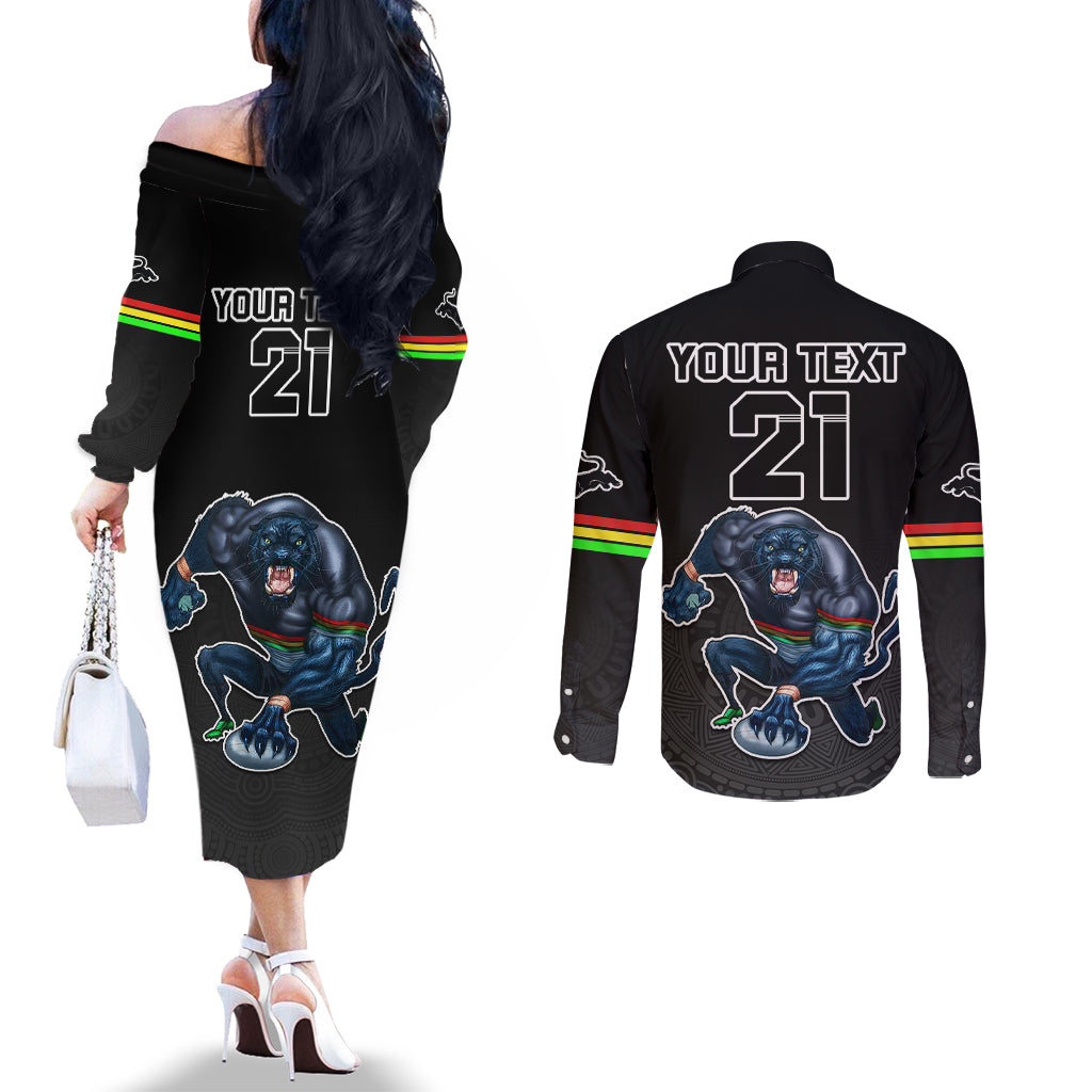 custom-panthers-premier-2023-couples-matching-off-the-shoulder-long-sleeve-dress-and-long-sleeve-button-shirts-mascot-with-nrl-trophy-black-version