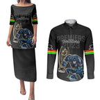 custom-panthers-premier-2023-couples-matching-puletasi-dress-and-long-sleeve-button-shirts-mascot-with-nrl-trophy-black-version