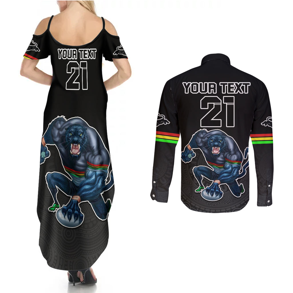 custom-panthers-premier-2023-couples-matching-summer-maxi-dress-and-long-sleeve-button-shirts-mascot-with-nrl-trophy-black-version