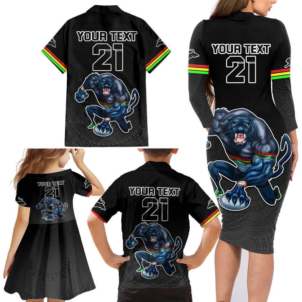 custom-panthers-premier-2023-family-matching-long-sleeve-bodycon-dress-and-hawaiian-shirt-mascot-with-nrl-trophy-black-version