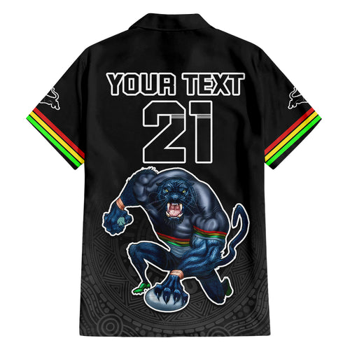 custom-panthers-premier-2023-family-matching-off-shoulder-short-dress-and-hawaiian-shirt-mascot-with-nrl-trophy-black-version