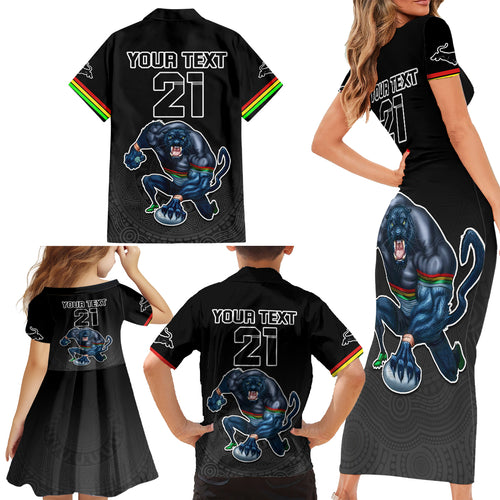 custom-panthers-premier-2023-family-matching-short-sleeve-bodycon-dress-and-hawaiian-shirt-mascot-with-nrl-trophy-black-version