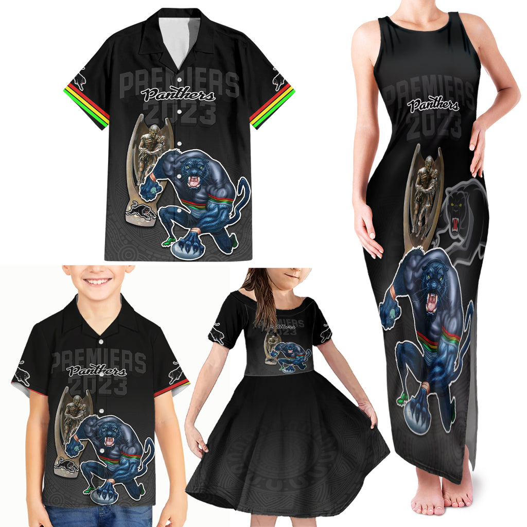 custom-panthers-premier-2023-family-matching-tank-maxi-dress-and-hawaiian-shirt-mascot-with-nrl-trophy-black-version