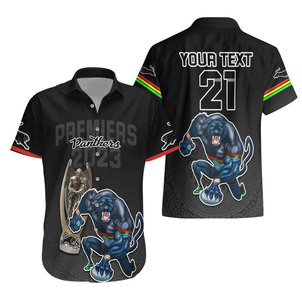 custom-panthers-premier-2023-hawaiian-shirt-mascot-with-nrl-trophy-black-version