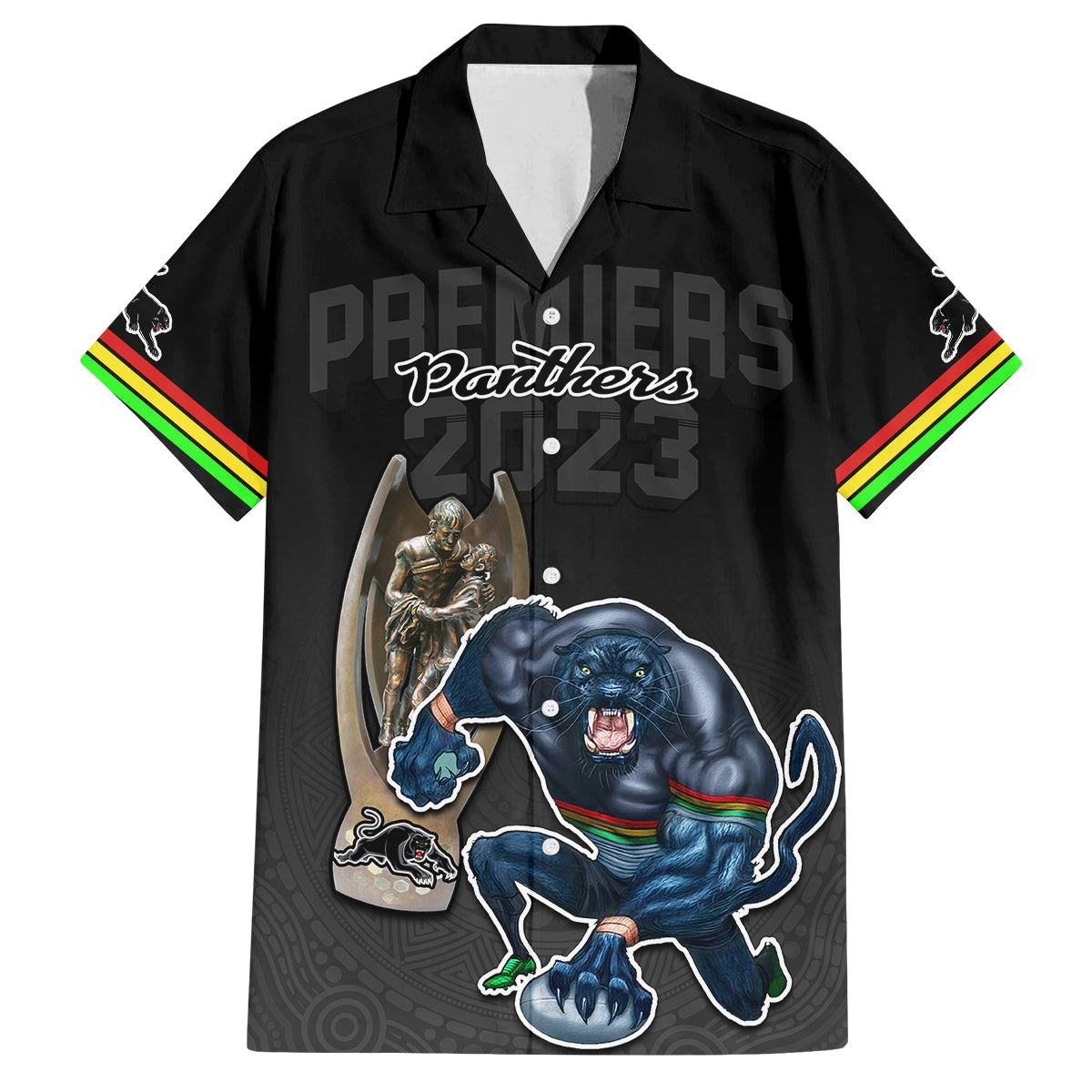 custom-panthers-premier-2023-kid-hawaiian-shirt-mascot-with-nrl-trophy-black-version