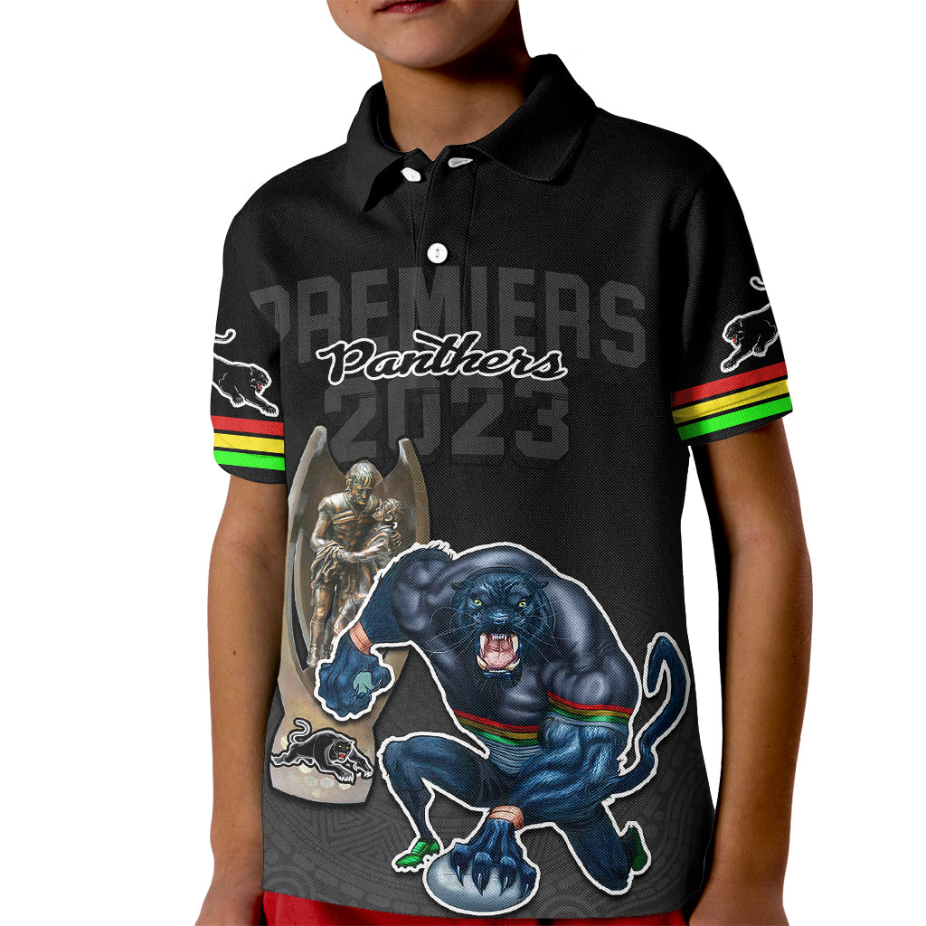 custom-panthers-premier-2023-kid-polo-shirt-mascot-with-nrl-trophy-black-version