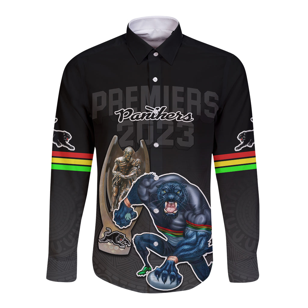 custom-panthers-premier-2023-long-sleeve-button-shirt-mascot-with-nrl-trophy-black-version